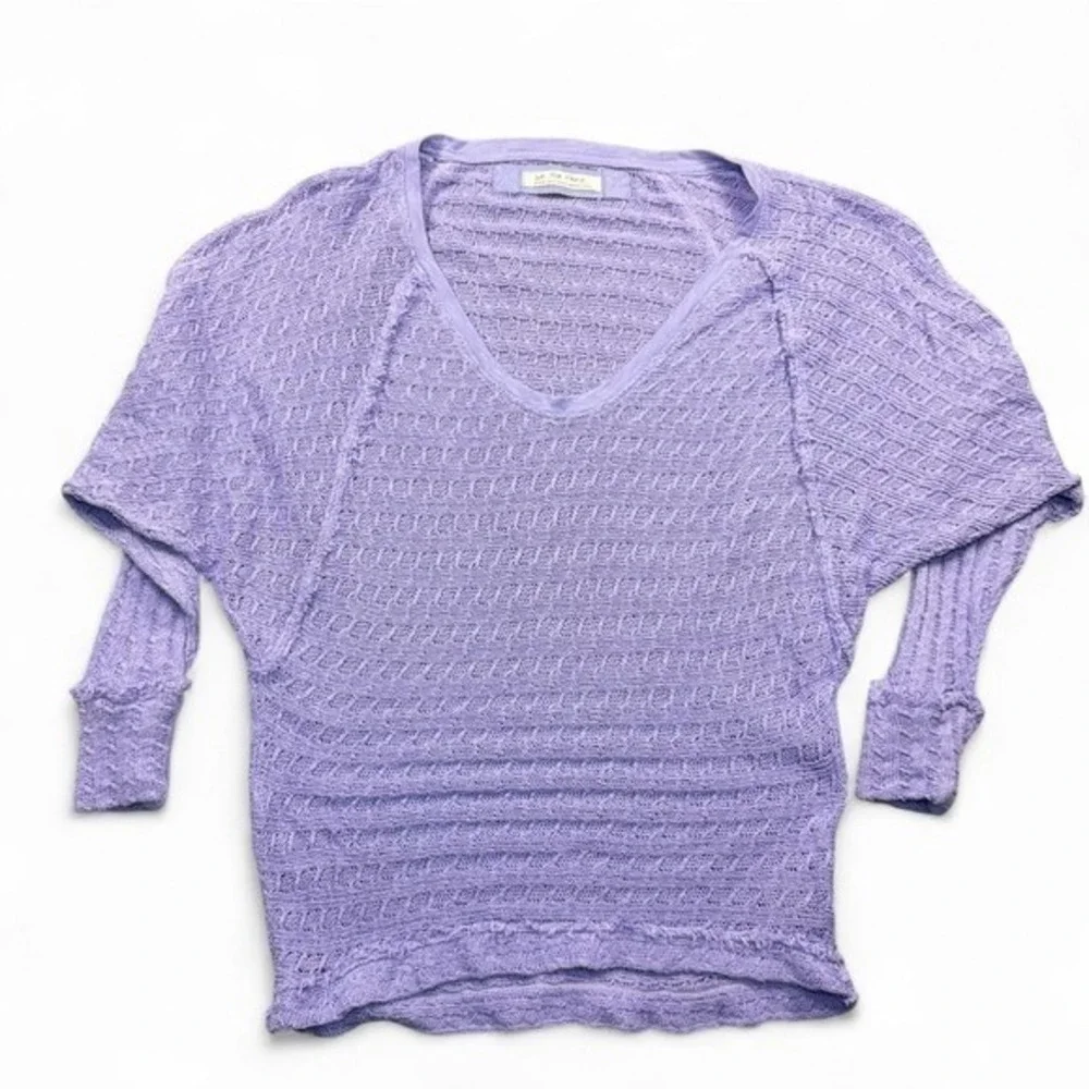 We The Free Sweater Top Womens M Purple Thien's Hacci Open Knit Boho‎ Coastal